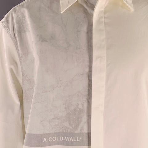 A-COLD-WALL Size S White Grey Marbled Hidden Buttons Jacket