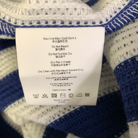 CLOT APPAREL Size L White Blue Stripe Cotton See Through Tank Top