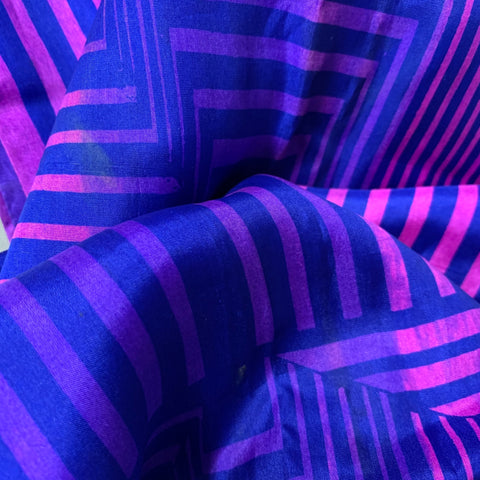 TUM SUDEN Purple Fuchsia Lines Silk Blend Scarf