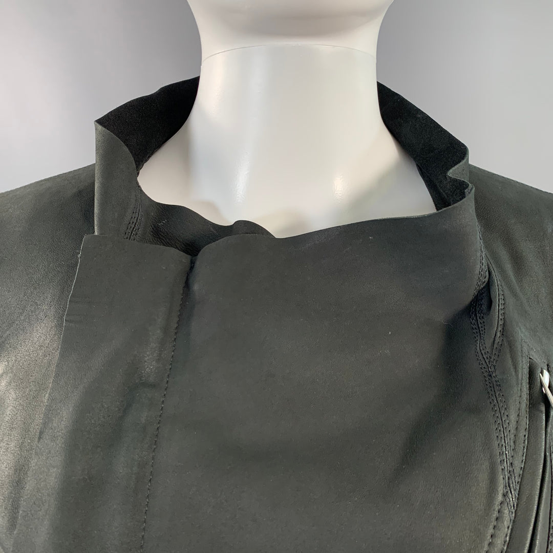 RICK OWENS Size 8 Black Lambskin Leather Biker Jacket