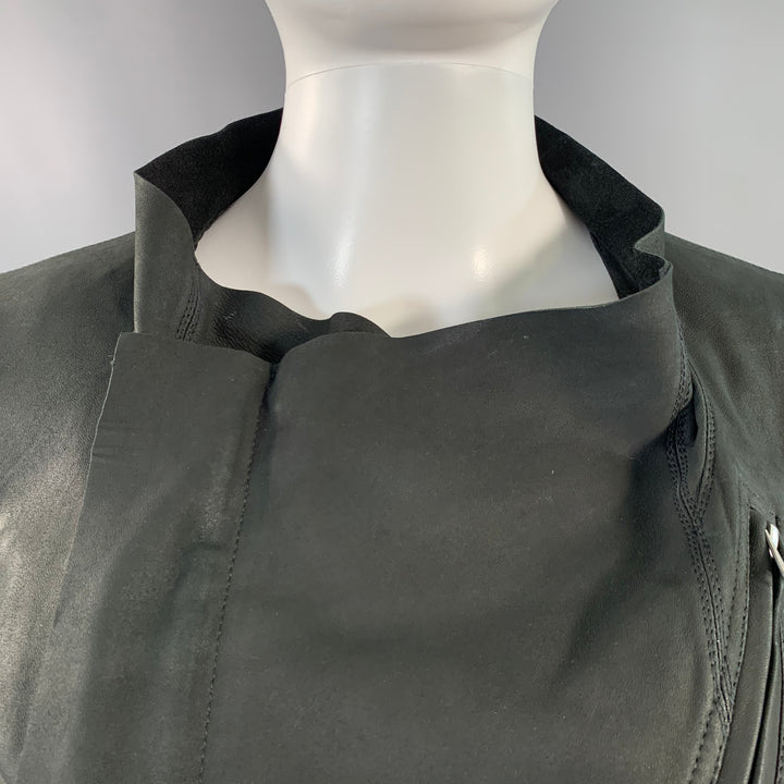 RICK OWENS Size 8 Black Lambskin Leather Biker Jacket