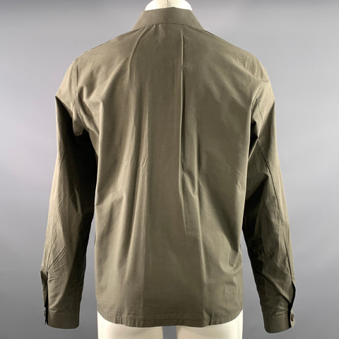 BOTTEGA VENETA Size M Green Olive Solid Cotton Dagger Long Sleeve Shirt