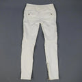 BALMAIN Size 4 White Cotton Gold Zip Moto Jeans BALMAIN