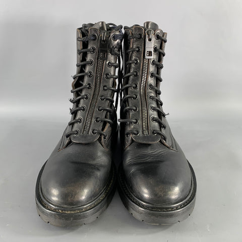 BURBERRY Size 8 Black Leather Lace Up Boots