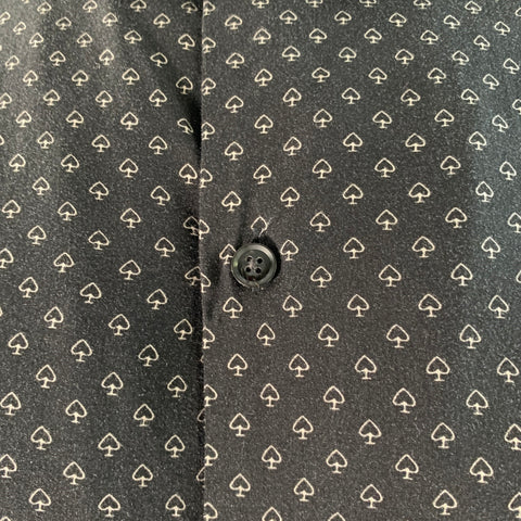 ALLSAINTS Size XL Black White Abstract Viscose Long Sleeve Shirt