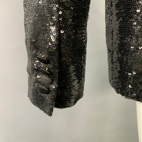 SCOTCH AND SODA Size 40 Black Sequined Polyester Shawl Collar Tuxedo Sport Coat