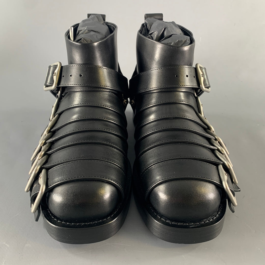 BURBERRY Size 7 Black Leather Pull On Boots