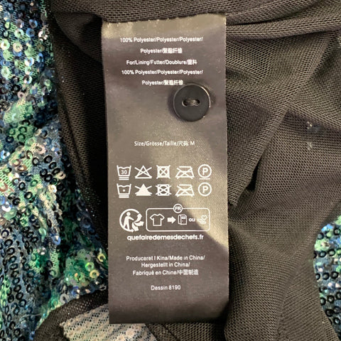 BAUM UND PFERDGARTEN Size M Navy Green Sequined Abstract Floral Cocktail Dress