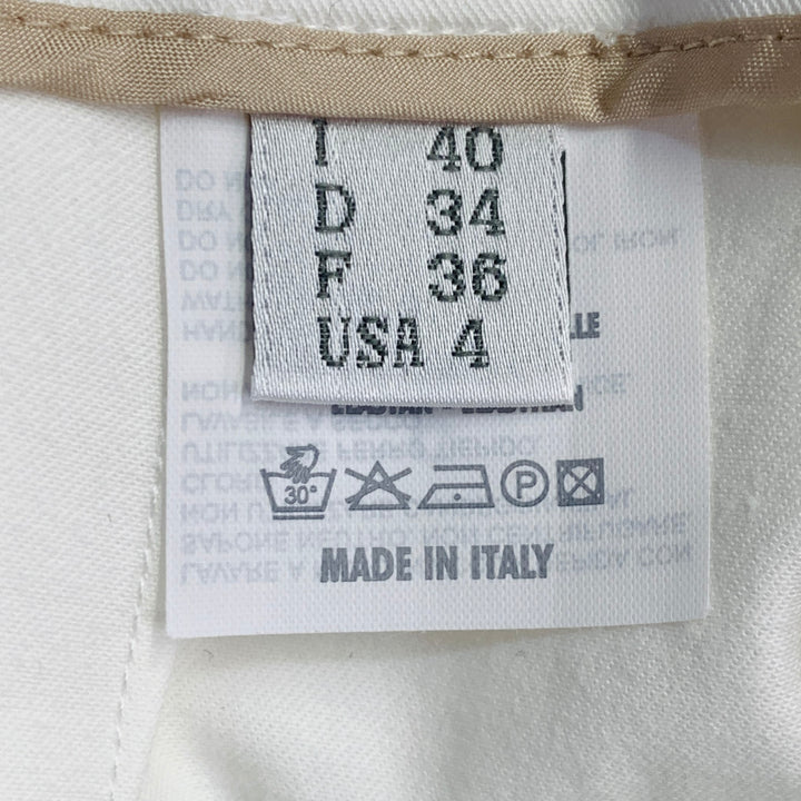 RIVAMONTI Size 4 White Cotton Blend Narrow Leg Dress Pants
