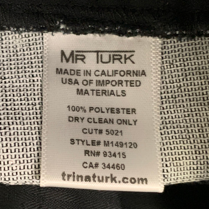 MR TURK Size 36 Regular Black White Perforated Polyester Notch Lapel Suit