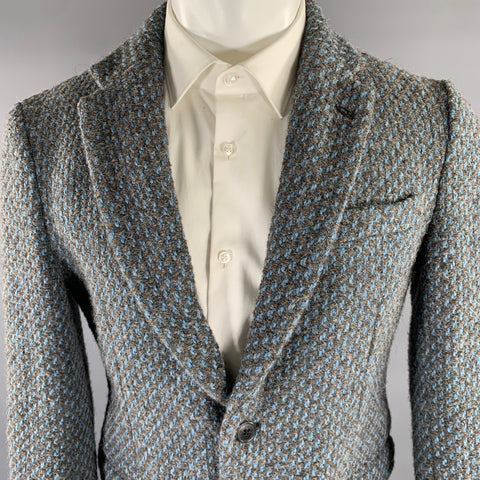 DRIES VAN NOTEN Chest Size 40 Blue Multi-Color Woven Wool Sport Coat