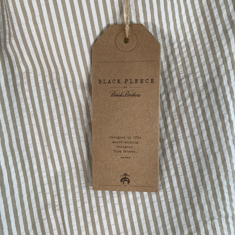 BLACK FLEECE Size 35 Beige White Stripe Cotton Seersucker Button Fly Casual Pants