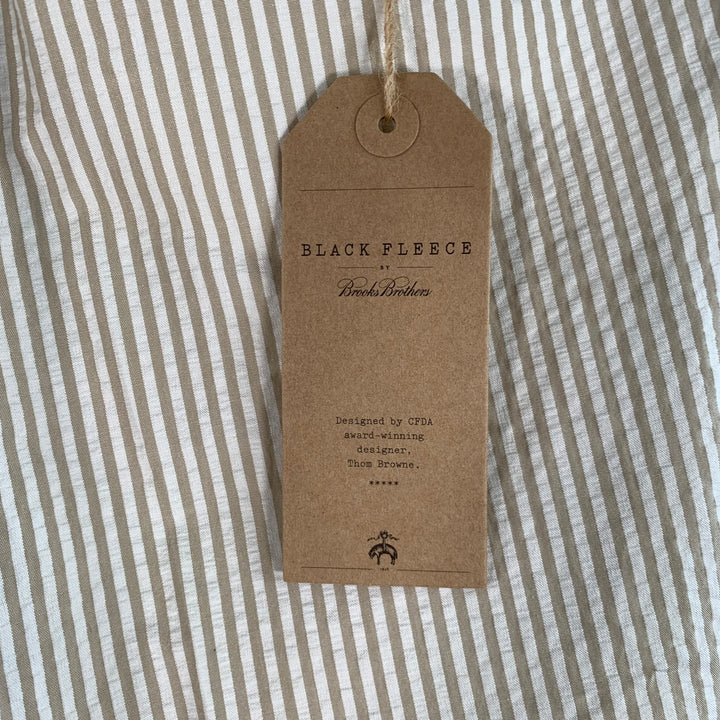 BLACK FLEECE Size 35 Beige White Stripe Cotton Seersucker Button Fly Casual Pants