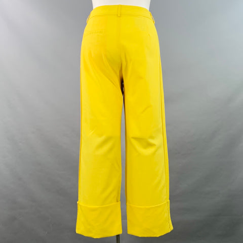 ROCHAS Size 10 Neon Yellow Wool Cuff Casual Pants