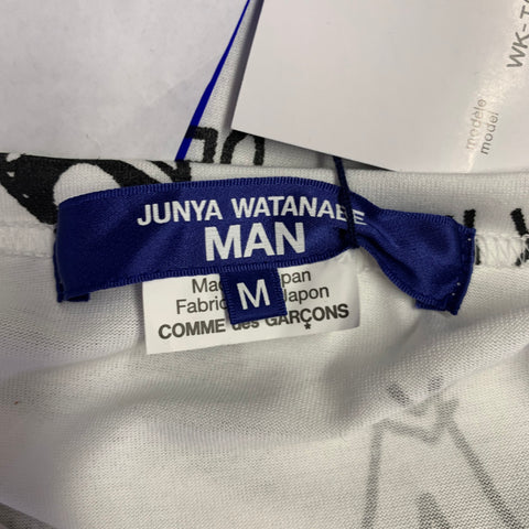 JUNYA WATANABE 2022 Size M White Black Basquiat Graphic Cotton Crew Neck T-shirt