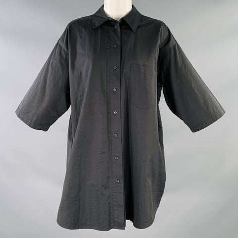 OVAL SQUARE Size S OSWork Shirt Black Cotton Blend One Pocket Casual Top