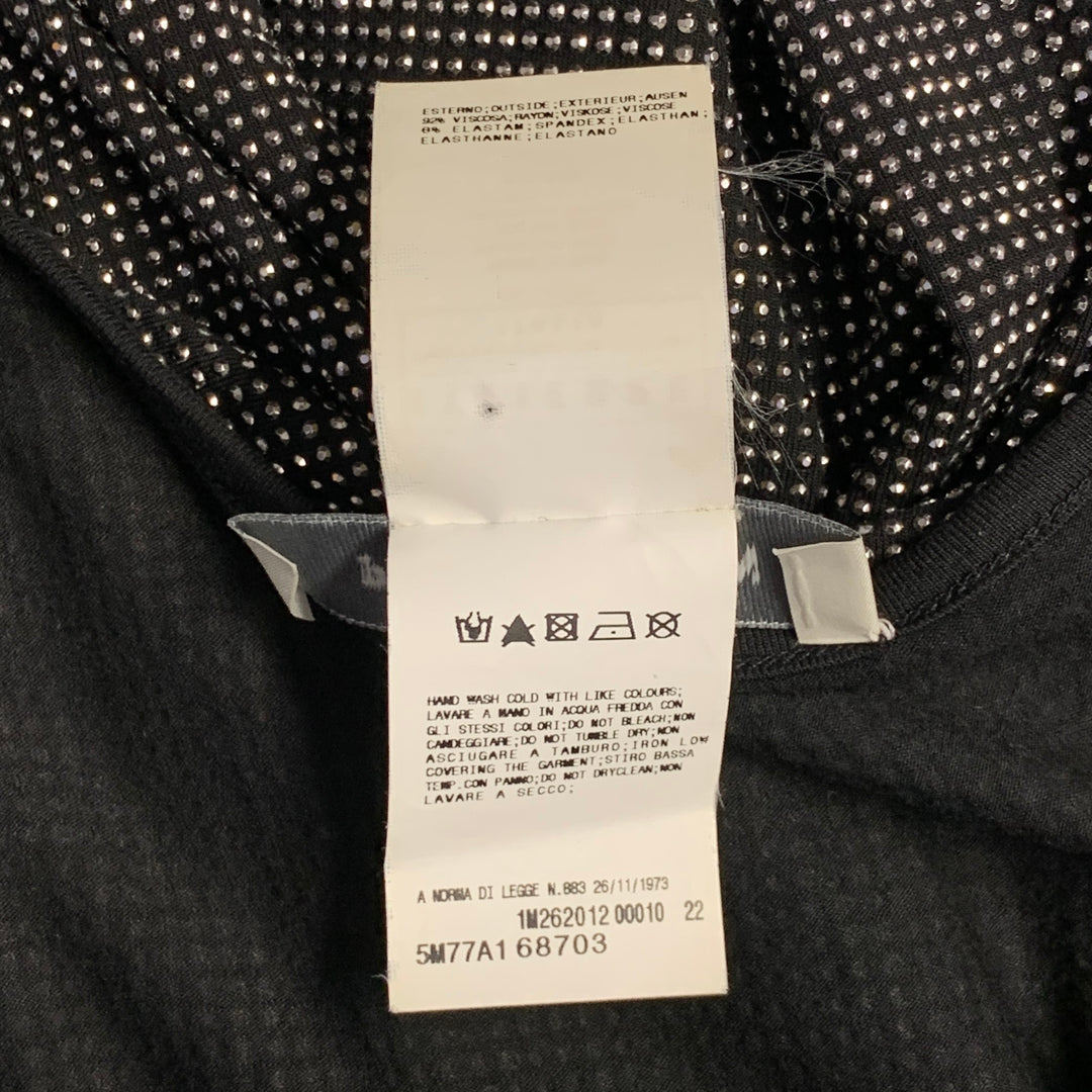 BALMAIN Size XS Black Silver Viscose Blend Studded Dolman Sleeves Scoop Neck T-Shirt