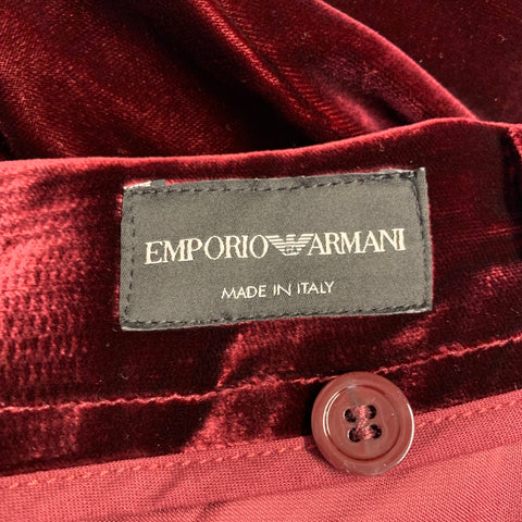 EMPORIO ARMANI Size 36 Burgundy Velvet Viscose Blend Zip Fly Dress Pants