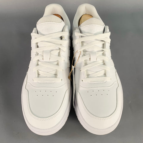 ADIDAS Size 9.5 White Leather Lace-Up Sneakers