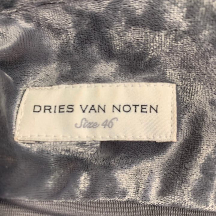 DRIES VAN NOTEN Size S Grey Velour Stretch Long Sleeve Shirt