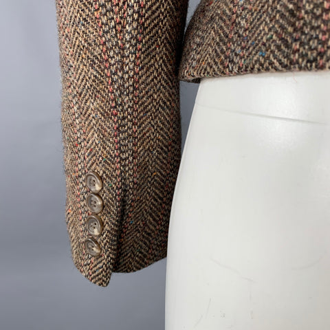 RALPH LAUREN Size 4 Tan Multi Color Wool Herringbone Jacket Blazer