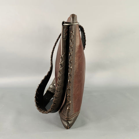 JOHN VARVATOS Brown Leather Crossbody Messenger Bag