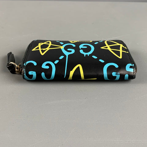 GUCCI Size One Size Black Multi-Color Monogram Leather Wallet