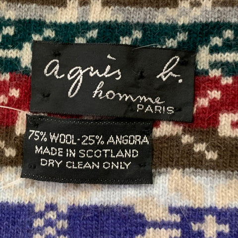 AGNÈS B. Beige Multi Color Nordic Wool Angora Scarf