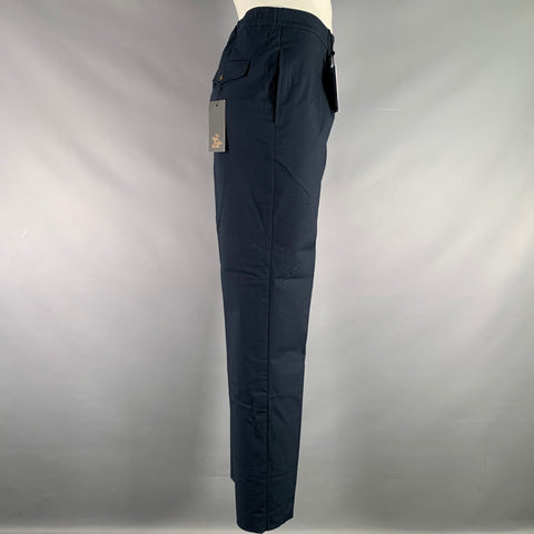 DOPPIAA Size 44 Navy Elastic Waistband Casual Pants