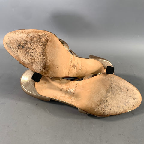 BRIAN ATWOOD Size 7.5 Gold Leather Slip On Sandals