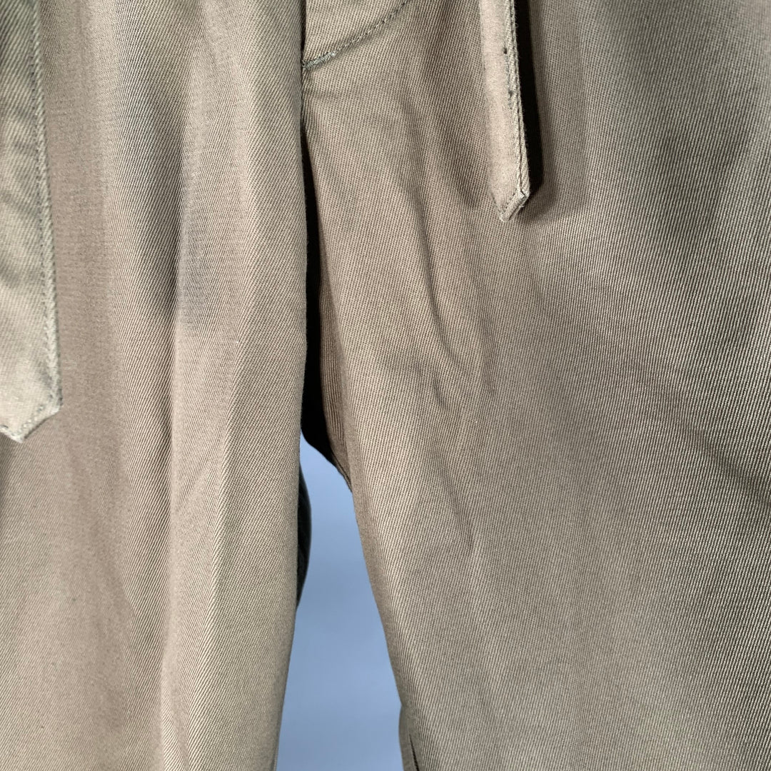 VISVIM Size L Hakama Chino Olive Cotton Pleated Belted Dress Pants