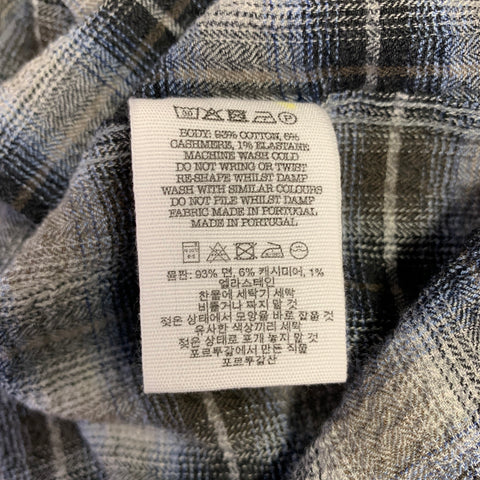 YMC Size M Curtis Grey Brown Plaid Cotton Cashmere Blend One Pocket Long Sleeve Shirt