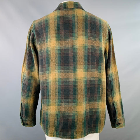 FILSON Taille L Chemise Veste en Coton à Carreaux Vert Olive Deer Island Ranch