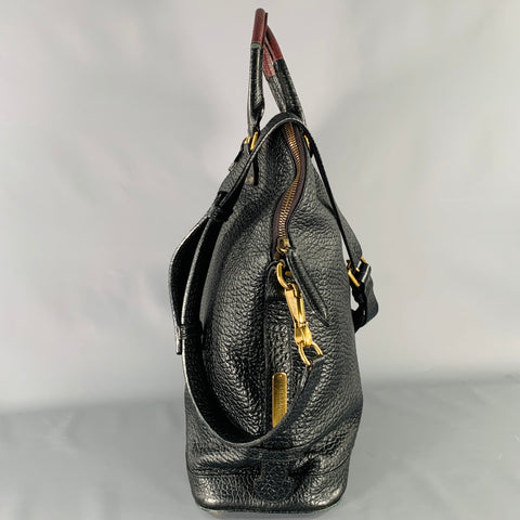 BURBERRY PRORSUM 2014 -St Ives-  Black Burgundy Color Block Leather Bag