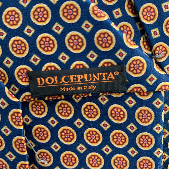 DOLCEPUNTA Navy Gold Floral Silk Tie