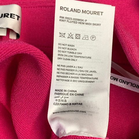 ROLAND MOURET Size 6 Hot Pink Jersey Knit Fluted Midi Skirt