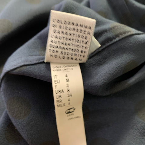 DOLCE & GABBANA Size S Navy Polka Dot Silk Pajama Set