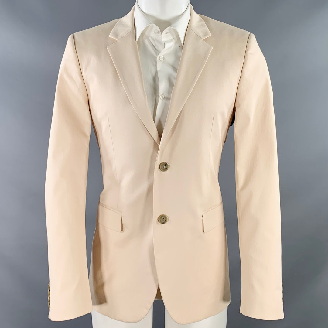 CALVIN KLEIN COLLECTION Size 38 Cream Cotton Blend Notch Lapel Sport Coat