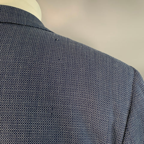 ISAIA Size 40 Regular Navy White Woven Wool Notch Lapel Sport Coat