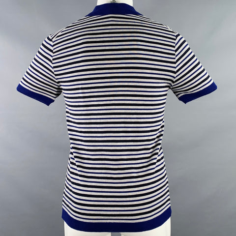 JIL SANDER Size S Grey Purple Black Stripe Contrast Trim Polo