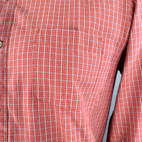 JOHN VARVATOS * U.S.A. Size L Red Grey Checkered Cotton Long Sleeve Shirt