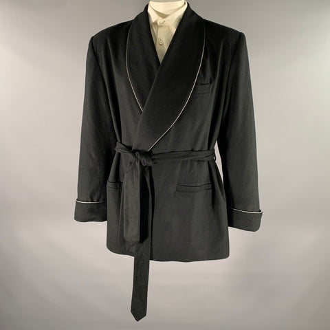 SAKS FIFTH AVENUE Size XL Black Cashmere Smoking Jacket