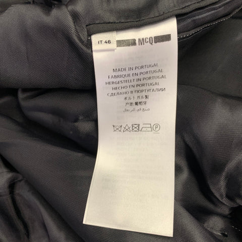 MCQ by ALEXANDER MCQUEEN Size 36 Black White Stripe Zip Up Bomber Coat