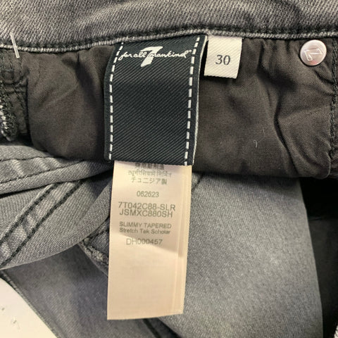 7 FOR ALL MANKIND Size 30 Grey Cotton Blend Tapered Slim Five Pockets Jeans