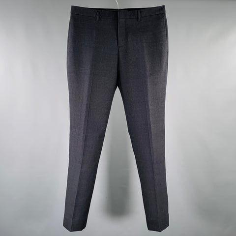 BURBERRY PRORSUM Taille 32 Pantalon de costume en laine côtelée anthracite zippé