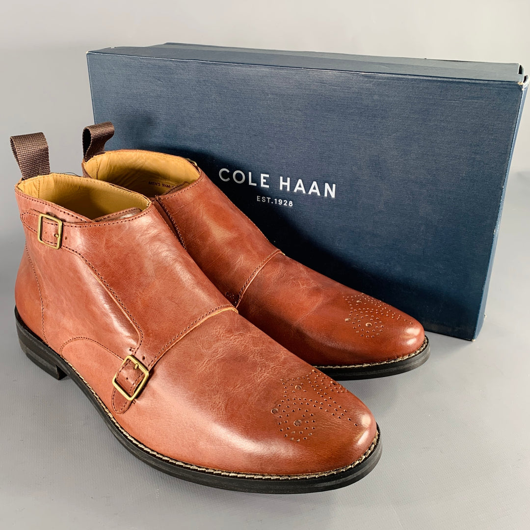 COLE HAAN Size 9.5 Brown Camberley Perforated Leather Double  display picture 1