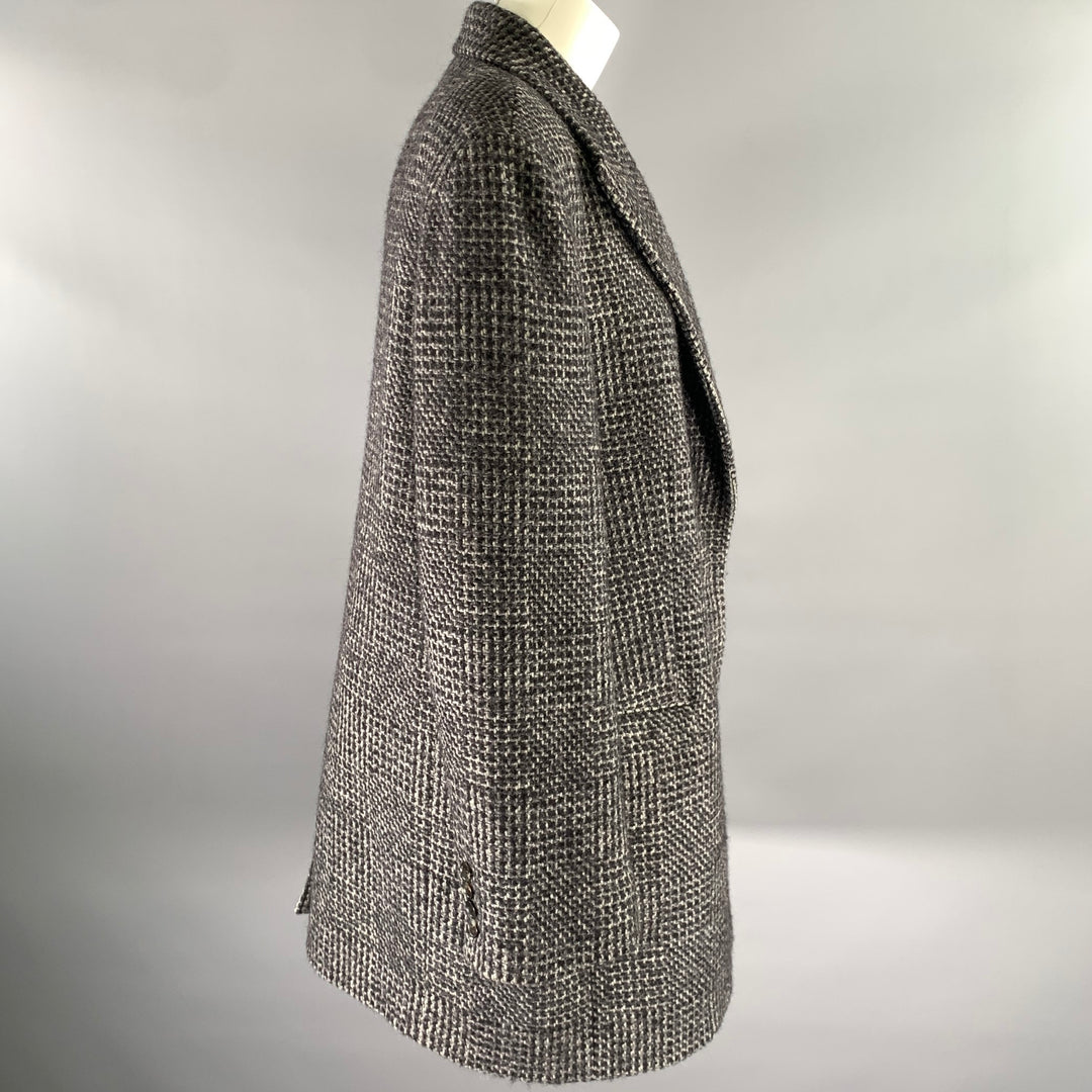 THE ROW Size XL Grey Black Wool Silk Blend Coat