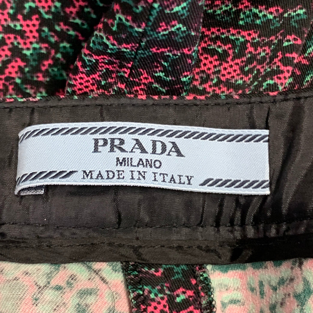 PRADA Size S Pink Teal Geometric Wool Blend Slim Fit Flared Dress Pants