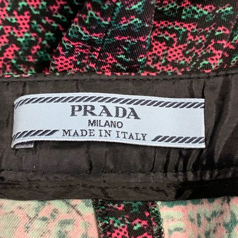 PRADA Size S Pink Teal Geometric Wool Blend Slim Fit Flared Dress Pants