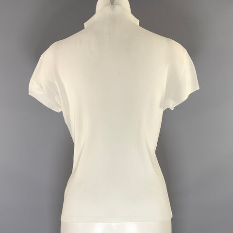 PLEATS PLEASE by ISSEY MIYAKE Size 6 White Polyester Crinkled T Shirt Dress Top